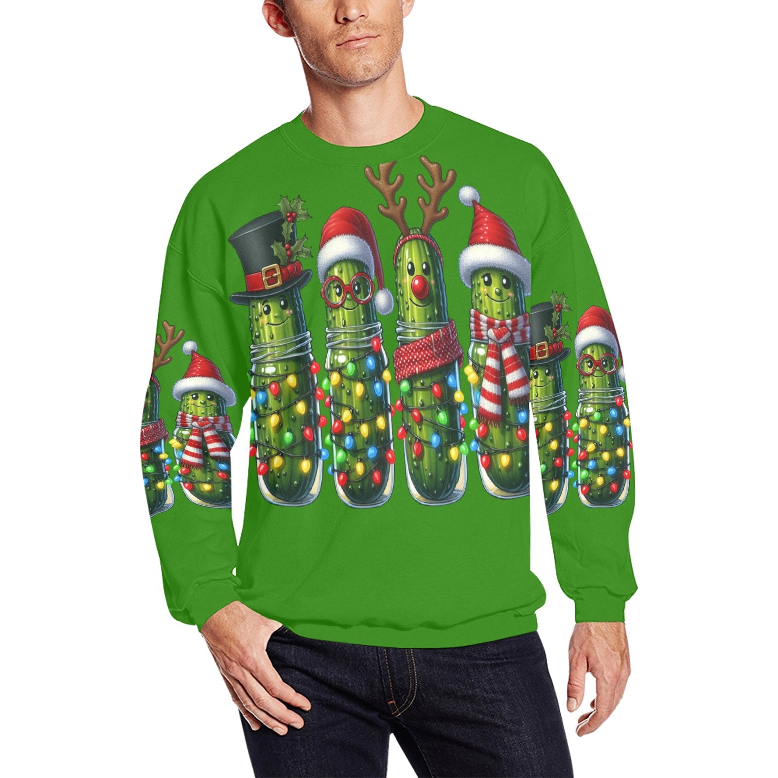 Get Your Ugly On - Dill Pickle Christmas Men's crew neck sweatshirt