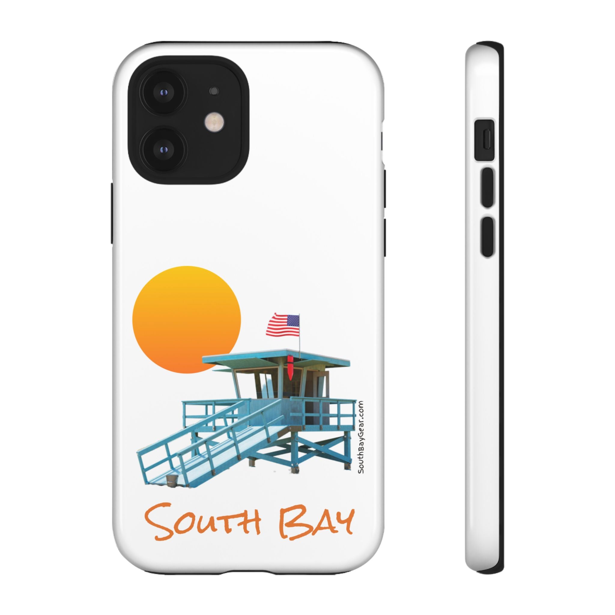 South Bay Lifeguard Stand with American Flag Tough Phone Cases