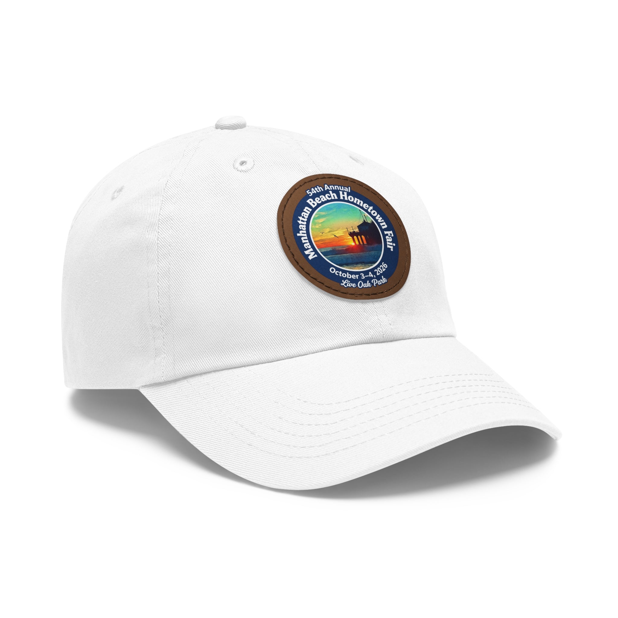 Manhattan Beach Hometown Fair 2026  Beach  Live Oak Park Annual Festival Round Leather Patch Hat