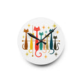 Retro Mid-Century Stylized Cats Acrylic Wall Clock | Pink Atomic Starburst