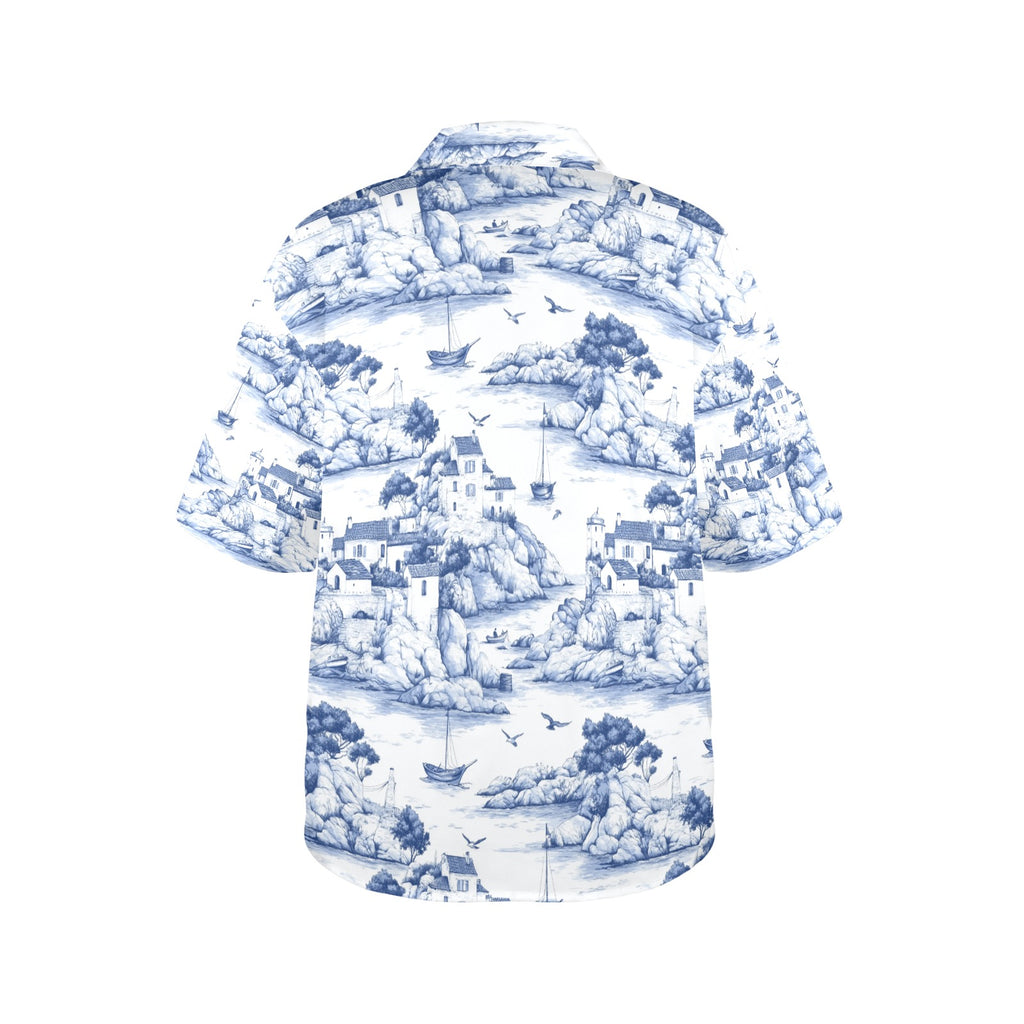 Island Retreat Nautical Women's All Over Print Hawaiian Shirt Made in USA