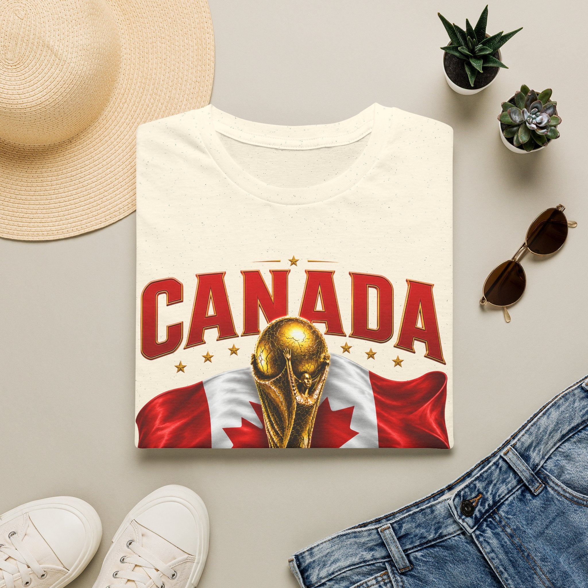 Canada 2026 World Cup T-Shirt — Canadian Soccer Fan Tee with Trophy & Flag