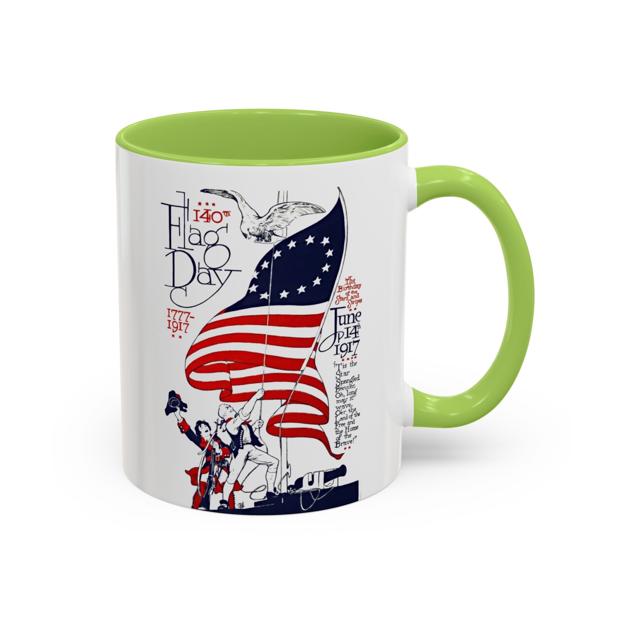 Flag Day Illustration Original Artwork 1917  Mug | American Flag Sailors Accent Coffee Mug
