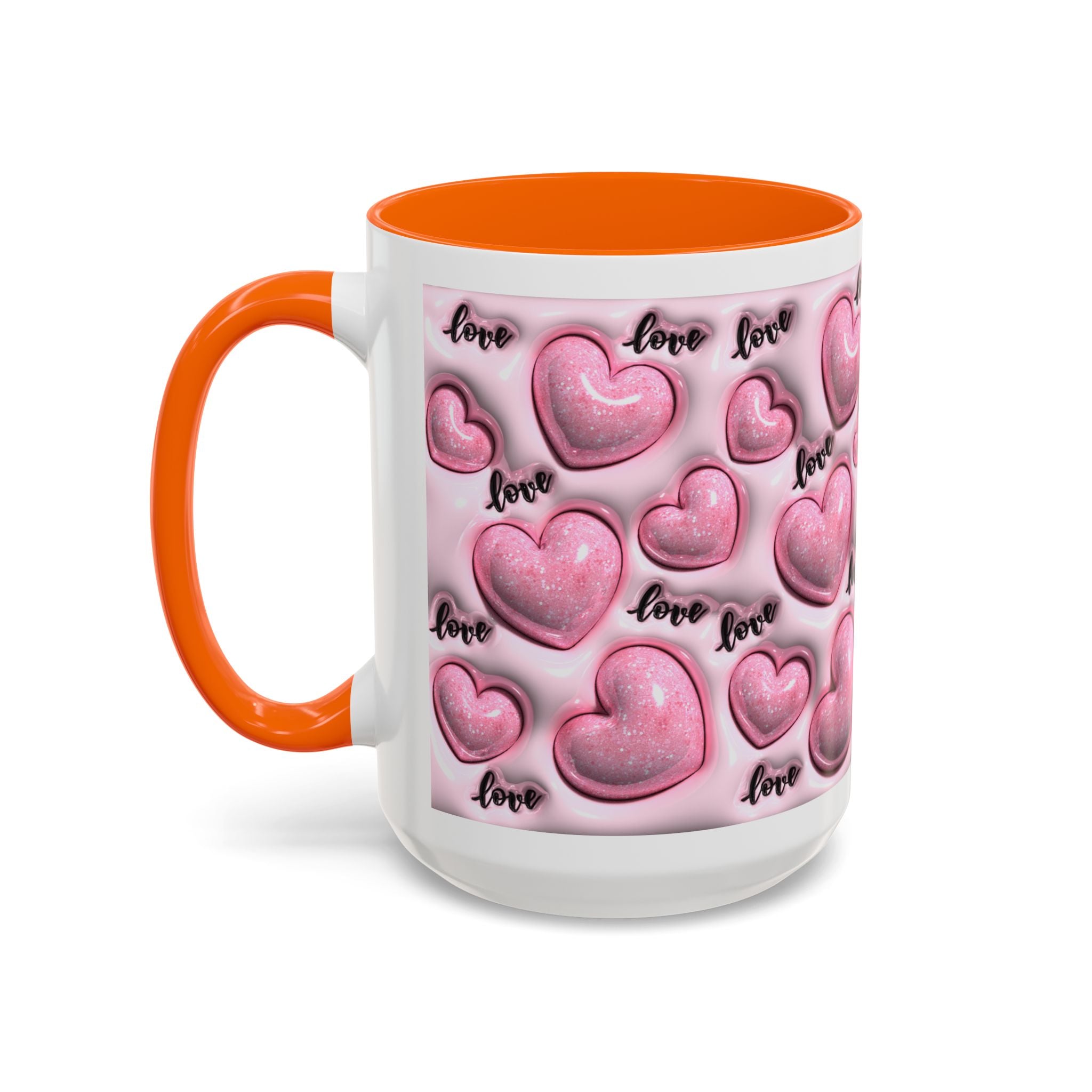 Pink Heart Pattern love Mug | Accent Coffee Mug 11oz 15oz