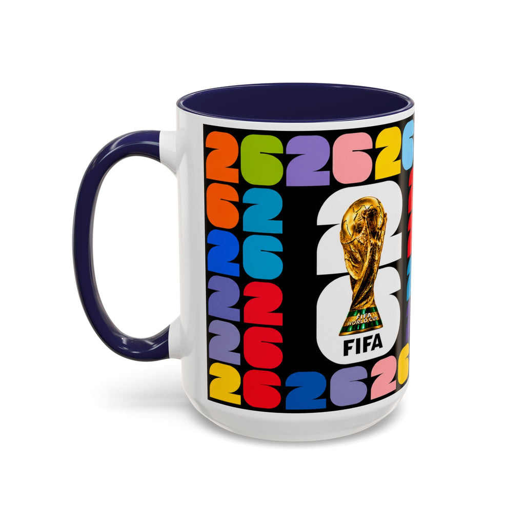2026 World Cup Accent Coffee Mug – Colorful FIFA Trophy Design (11/15oz)