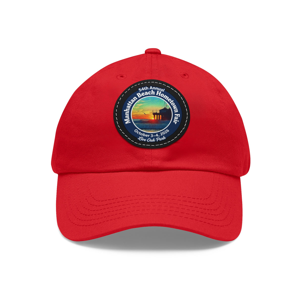 Manhattan Beach Hometown Fair 2026  Beach  Live Oak Park Annual Festival Round Leather Patch Hat