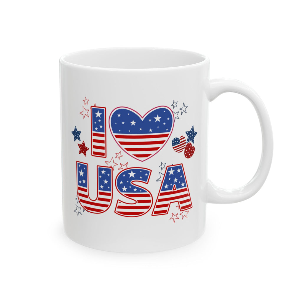 I LOVE THE USA Flag Stars America Mug | Patriotic Fourth of July Coffee Cup