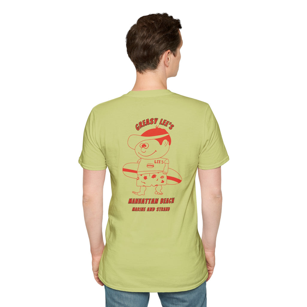 Greasy Lee's Manhattan Beach Old School T-Shirt | Marine and Strand Manhattan Beach Vintage Surf Design
