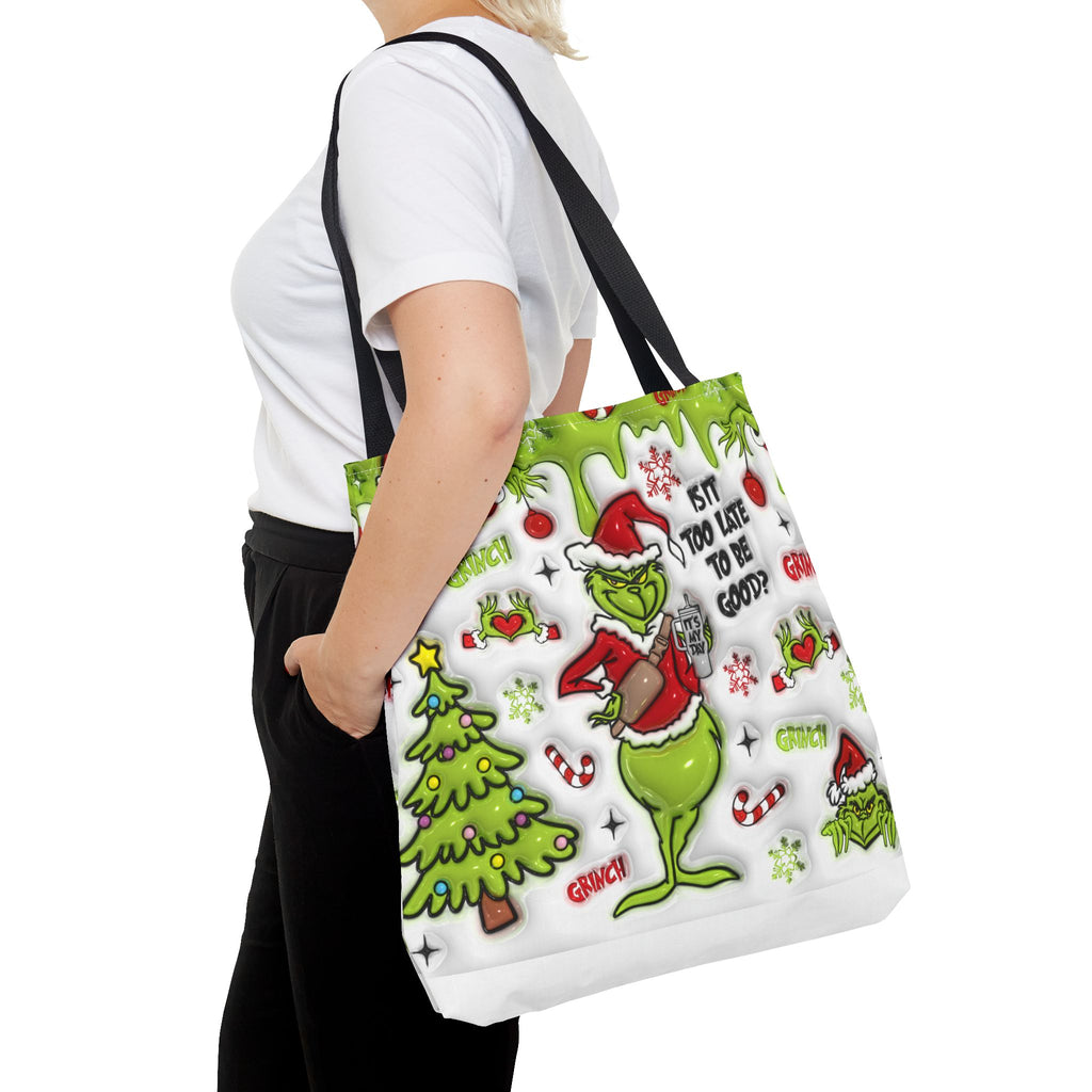 Christmas Tote Bag, Holiday Shopping Bag, Grinch Gift, Festive Reusable Bag, Cute Winter Accessory