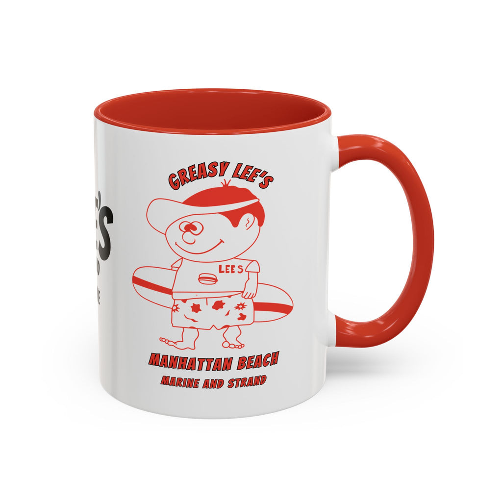 Greasy Lee's Surfer Logo Mug | Marine and Strand Manhattan Beach Old School  Accent Coffee Mug 11oz 15oz