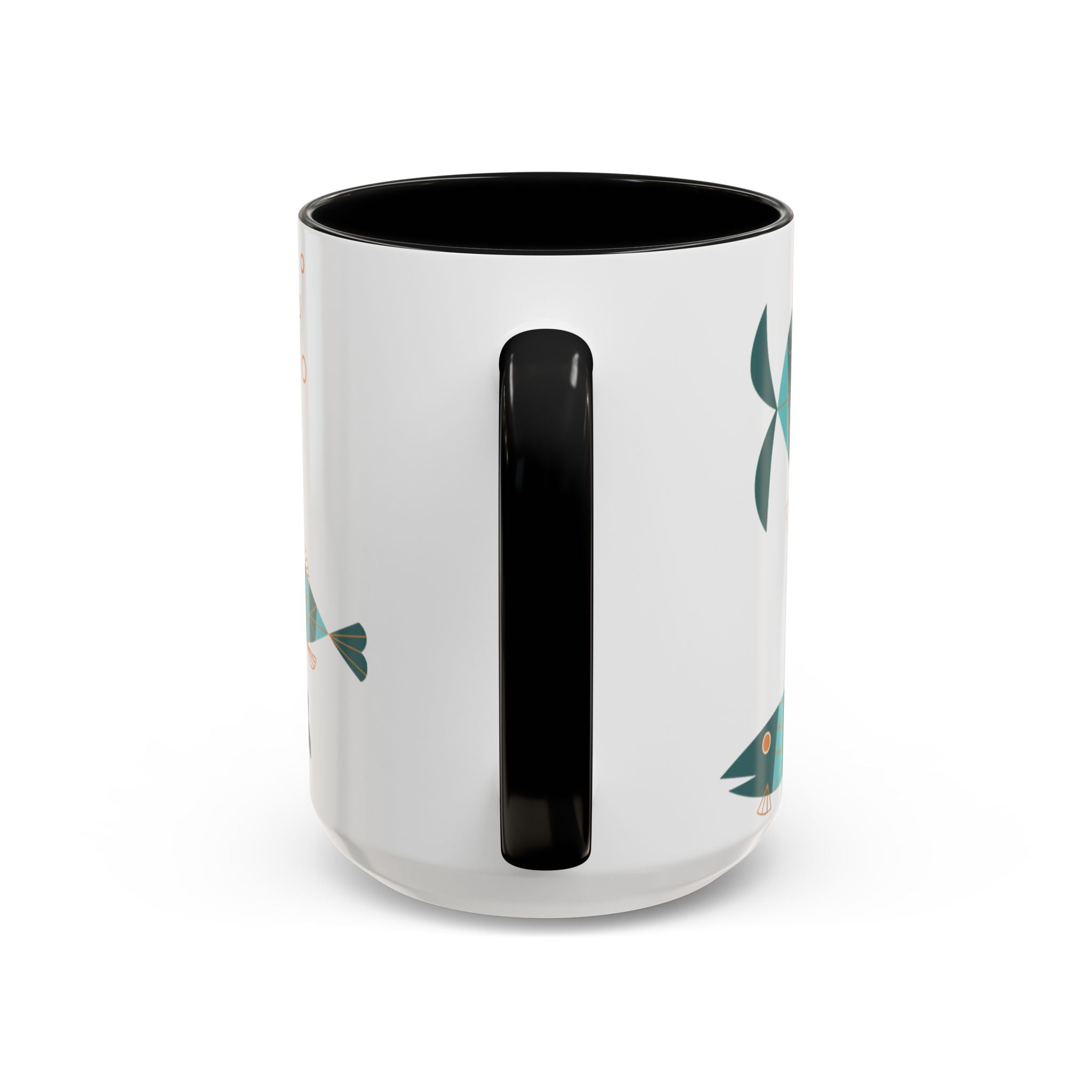 Metlox Pottery Teal Geometric Fish Mug | Accent Coffee Mug