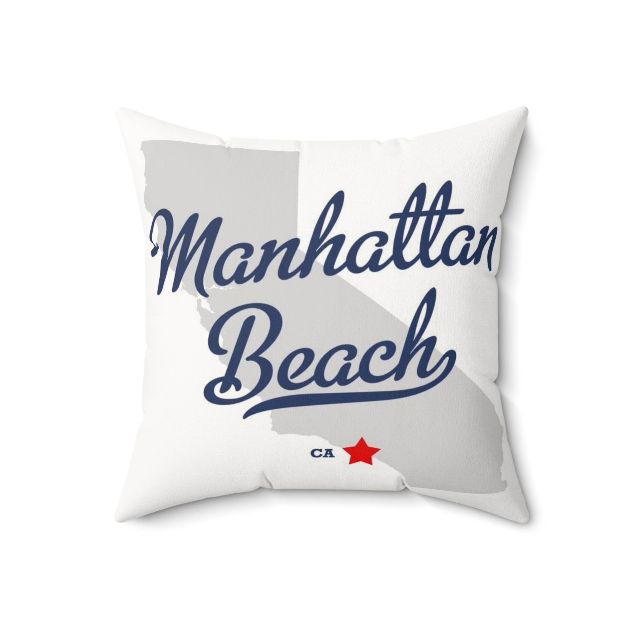 Manhattan Beach California Map - Faux Suede Square Pillow