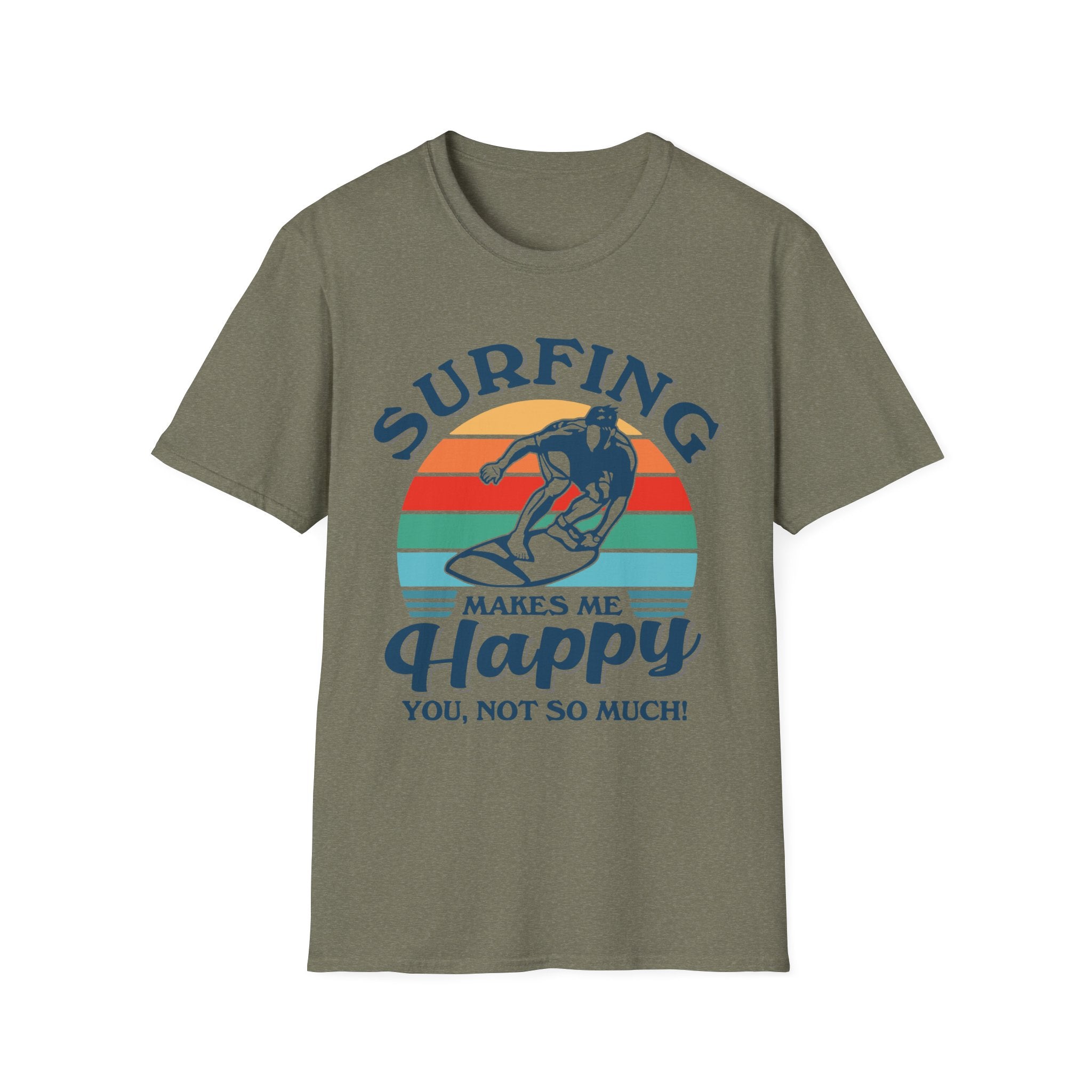 Surfing Makes Me Happy T-Shirt | Retro Sunset Surfer Graphic