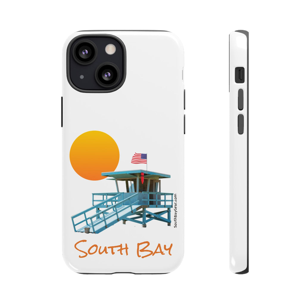 South Bay Lifeguard Stand with American Flag Tough Phone Cases