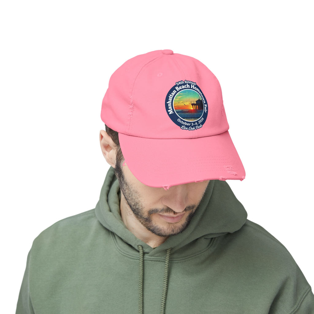 Distressed Baseball Cap - Manhattan Beach Hometown Fair 2026 Sunset Logo