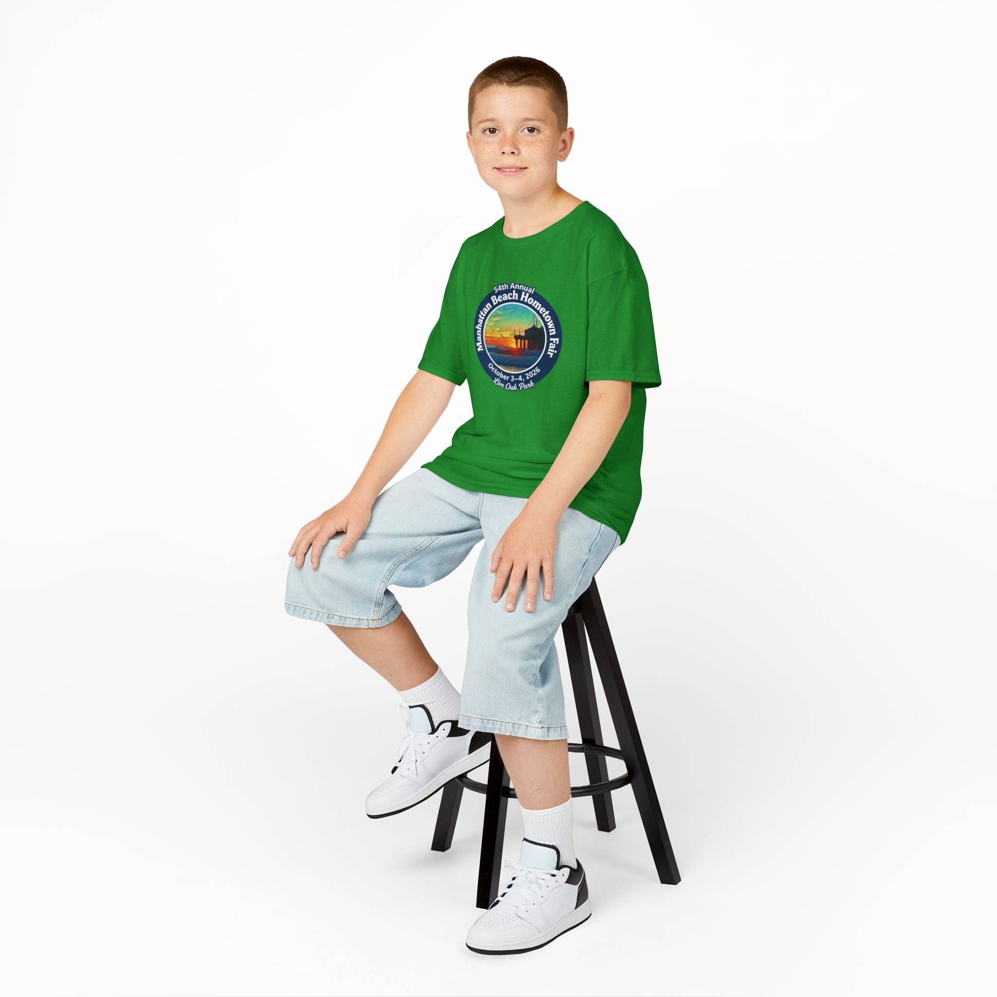 Kids Tee — Manhattan Beach Hometown Fair 2026 Sunset Logo