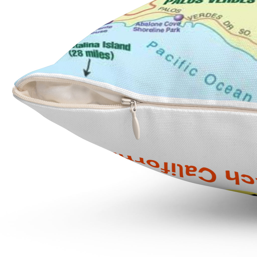 Hermosa Beach California 90254 MAP Spun Polyester Square Pillow