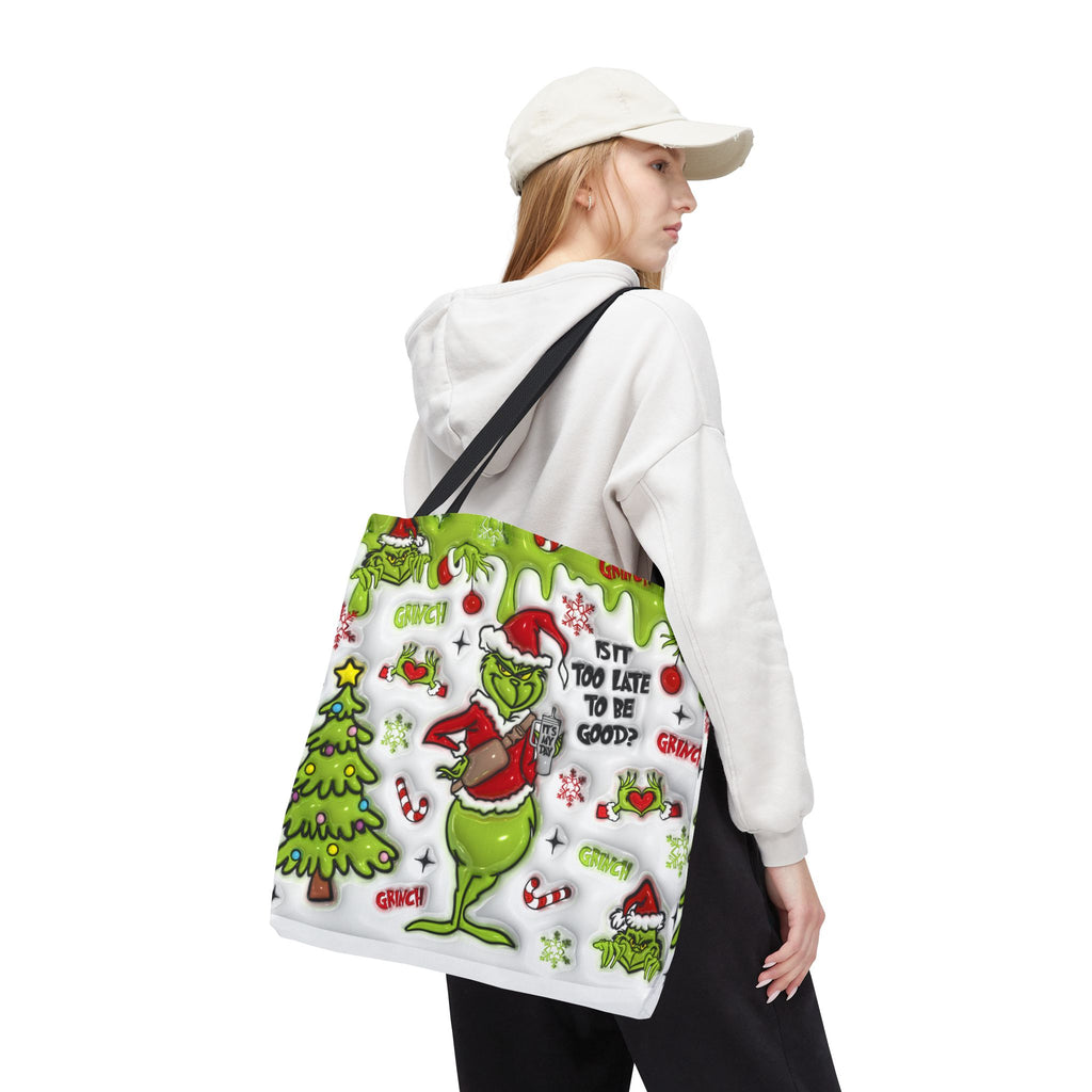 Christmas Tote Bag, Holiday Shopping Bag, Grinch Gift, Festive Reusable Bag, Cute Winter Accessory