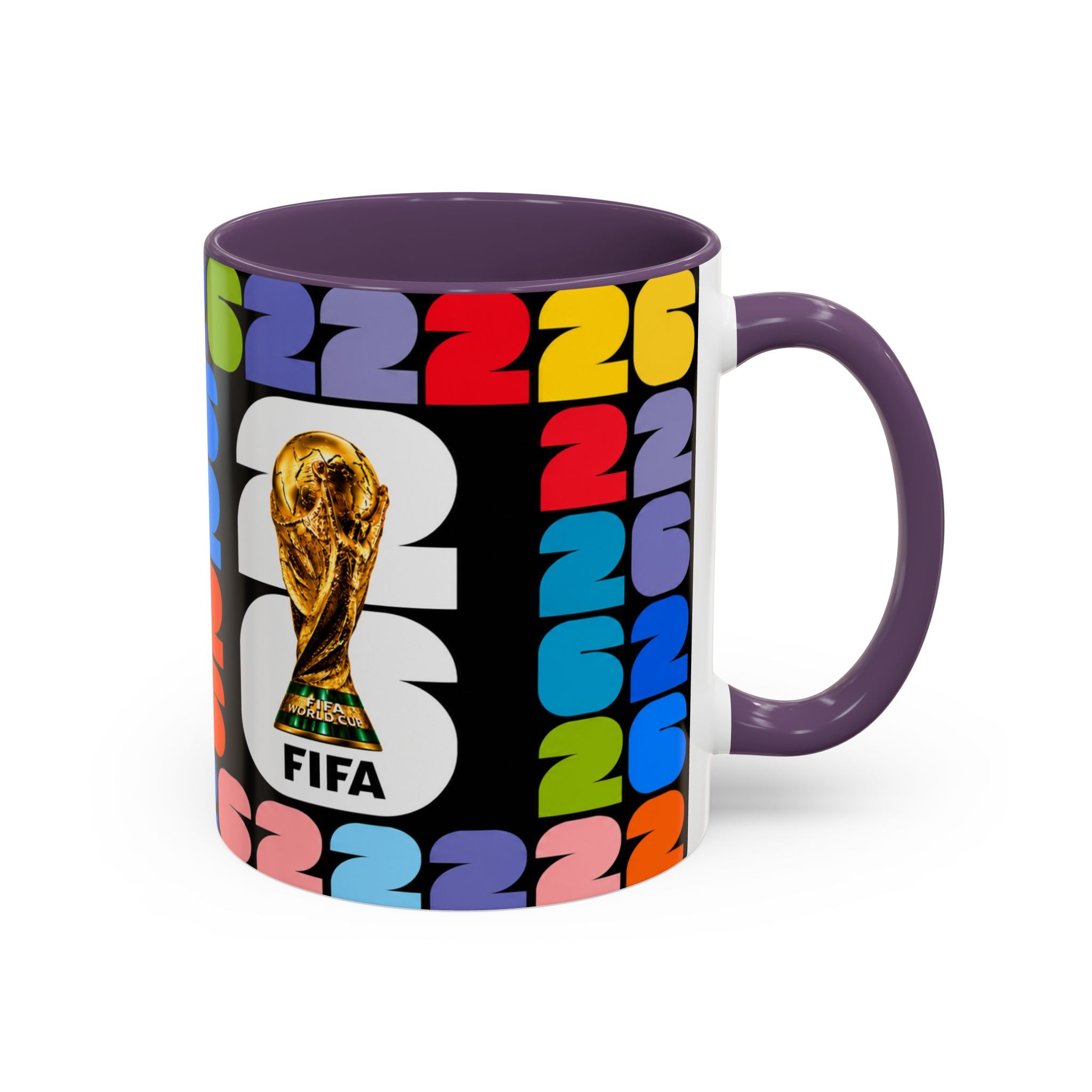2026 World Cup Accent Coffee Mug – Colorful FIFA Trophy Design (11/15oz)