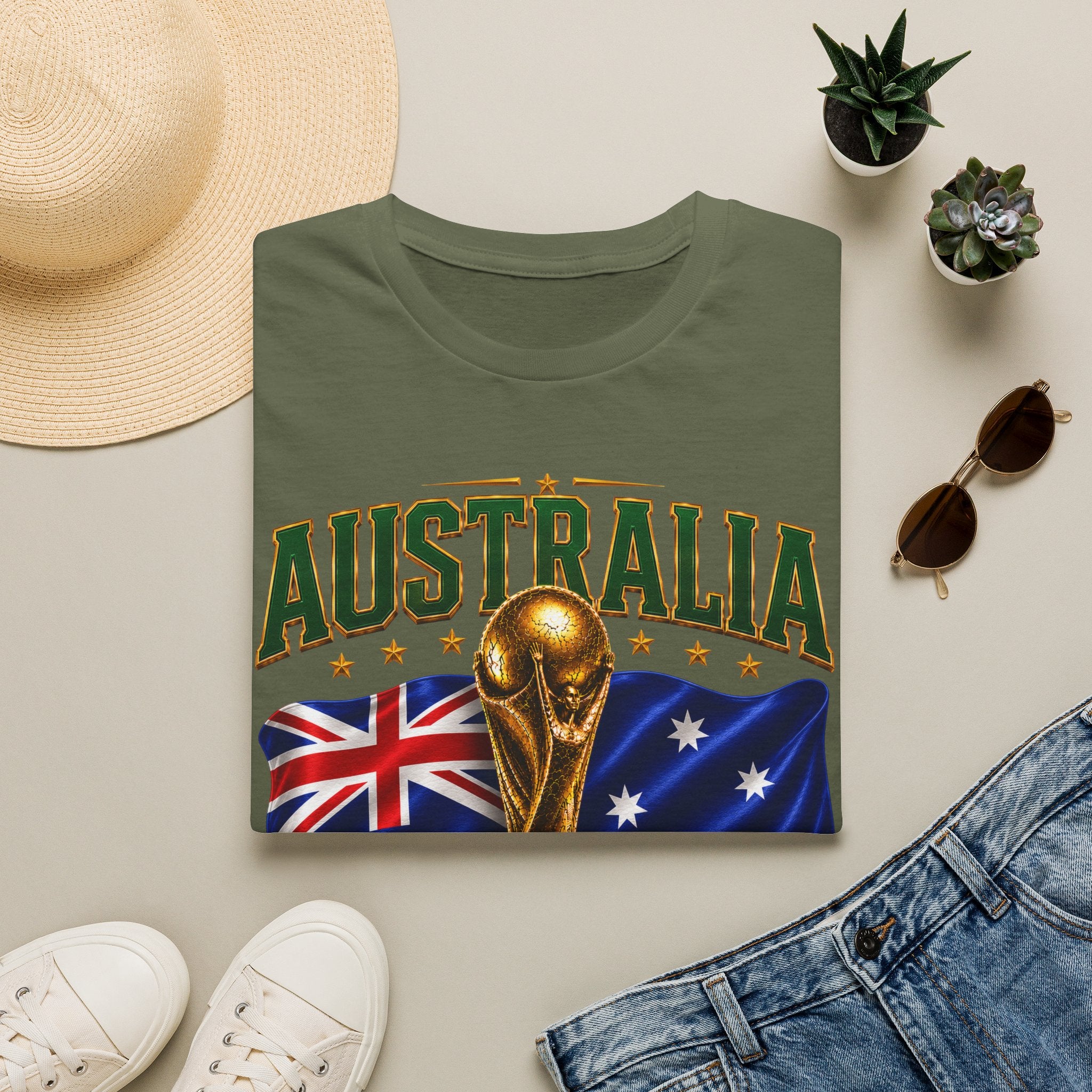 Australia 2026 Soccer World Cup T-Shirt — Aussie Flag & Trophy Design