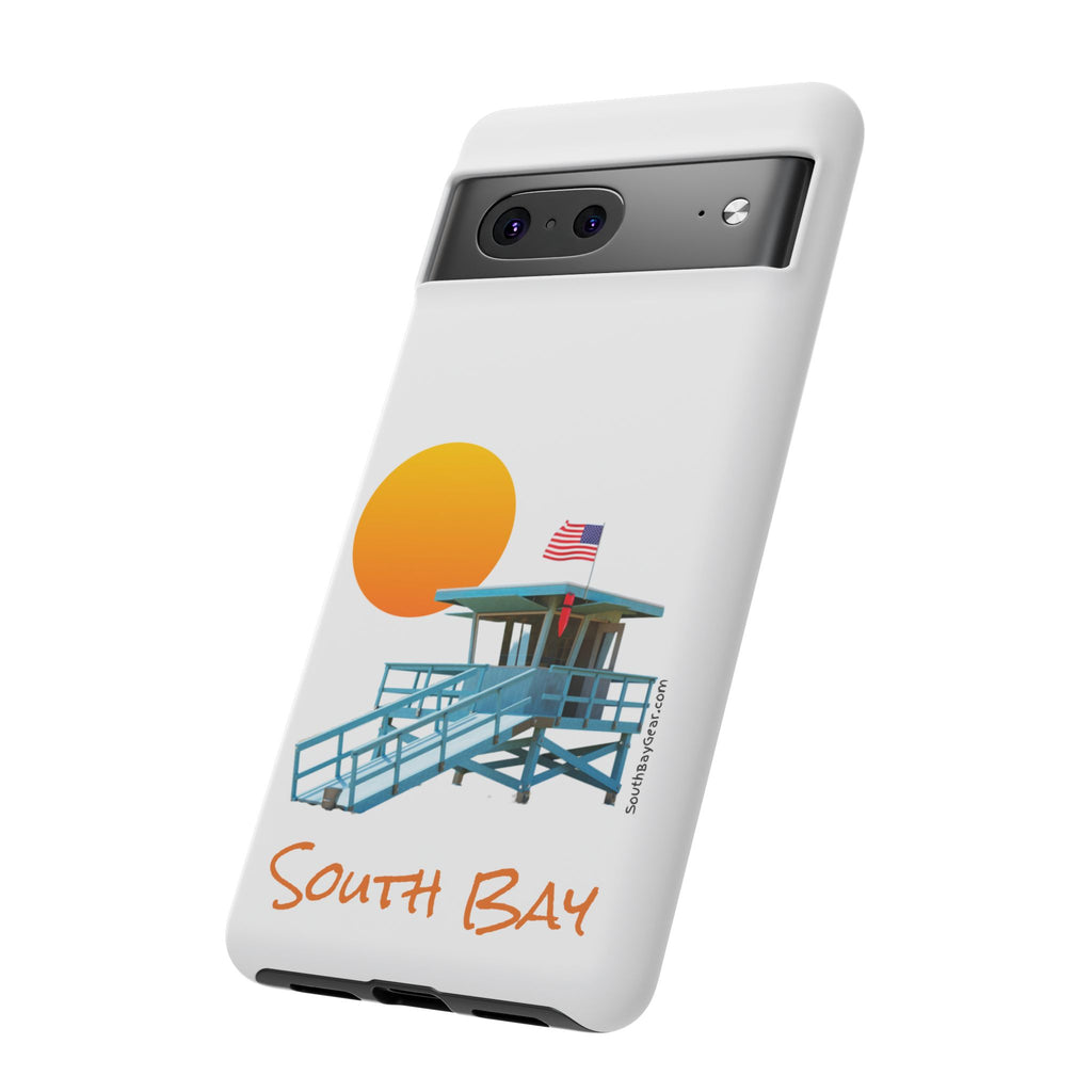 South Bay Lifeguard Stand with American Flag Tough Phone Cases