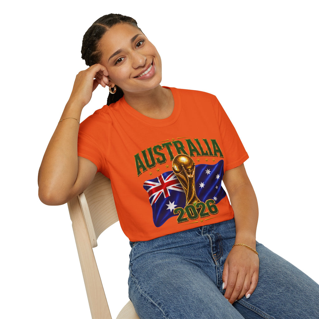 Australia 2026 Soccer World Cup T-Shirt — Aussie Flag & Trophy Design
