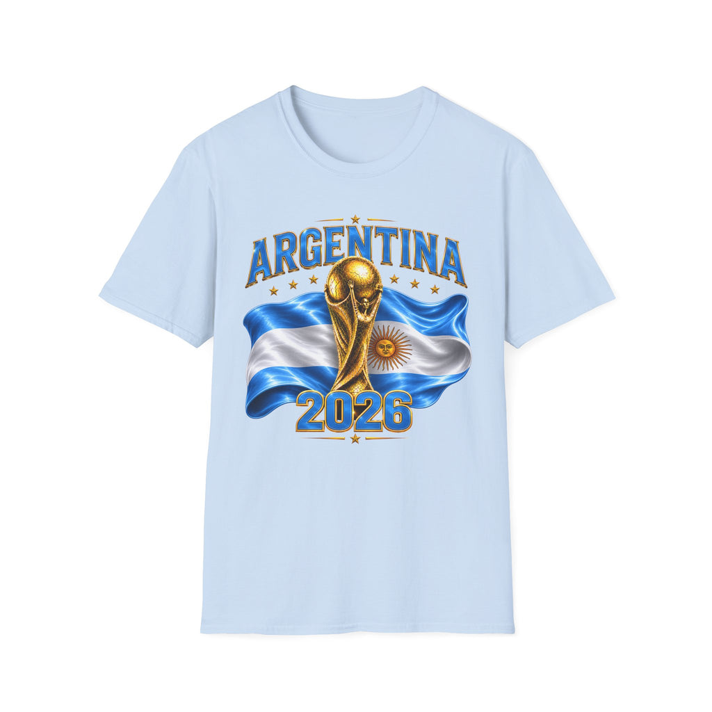 Argentina 2026 World Cup T-Shirt — Golden Trophy & Flag Soccer Fan Tee
