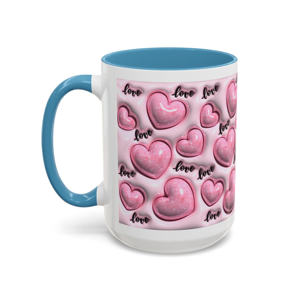 Pink Heart Pattern love Mug | Accent Coffee Mug 11oz 15oz