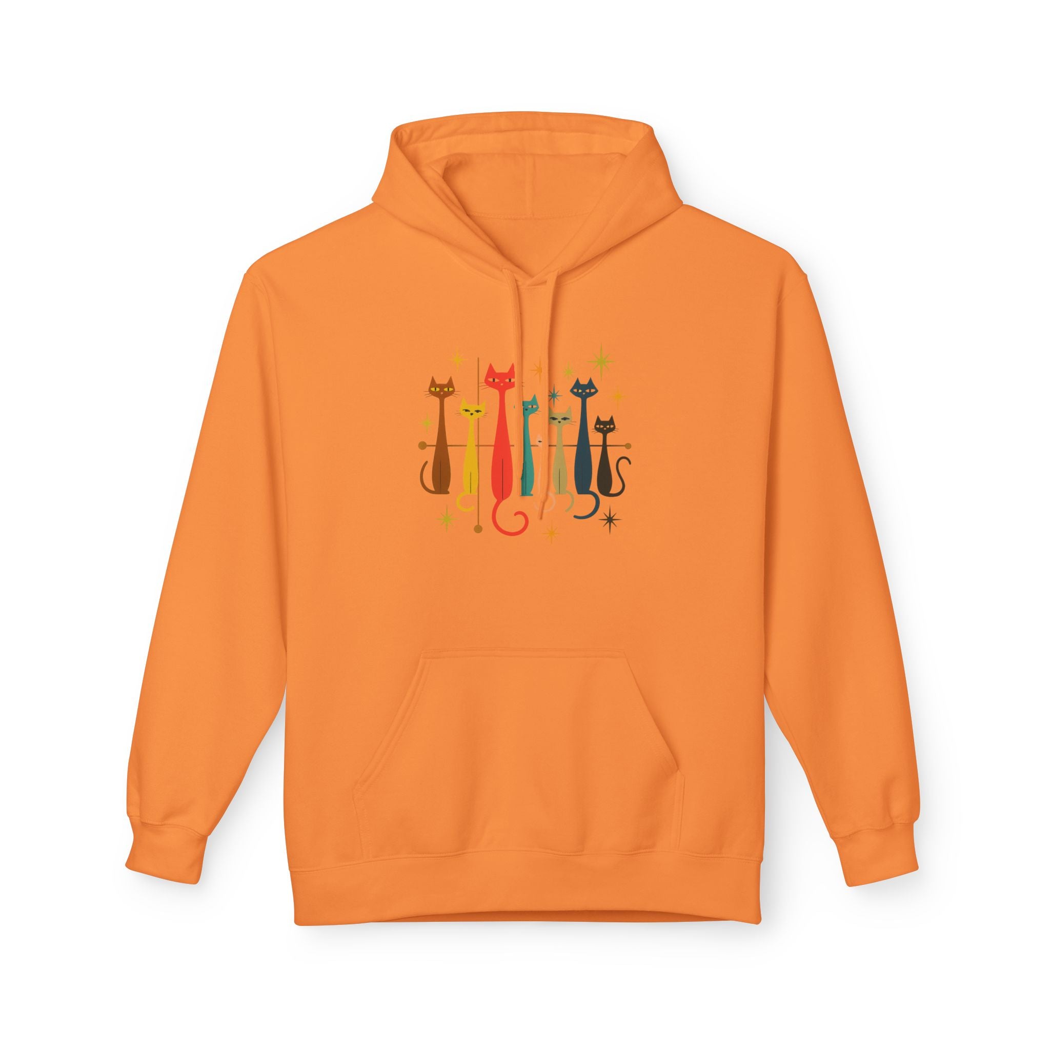 Retro Long Cats hoodie | Colorful Cat Illustration (printed front and back)