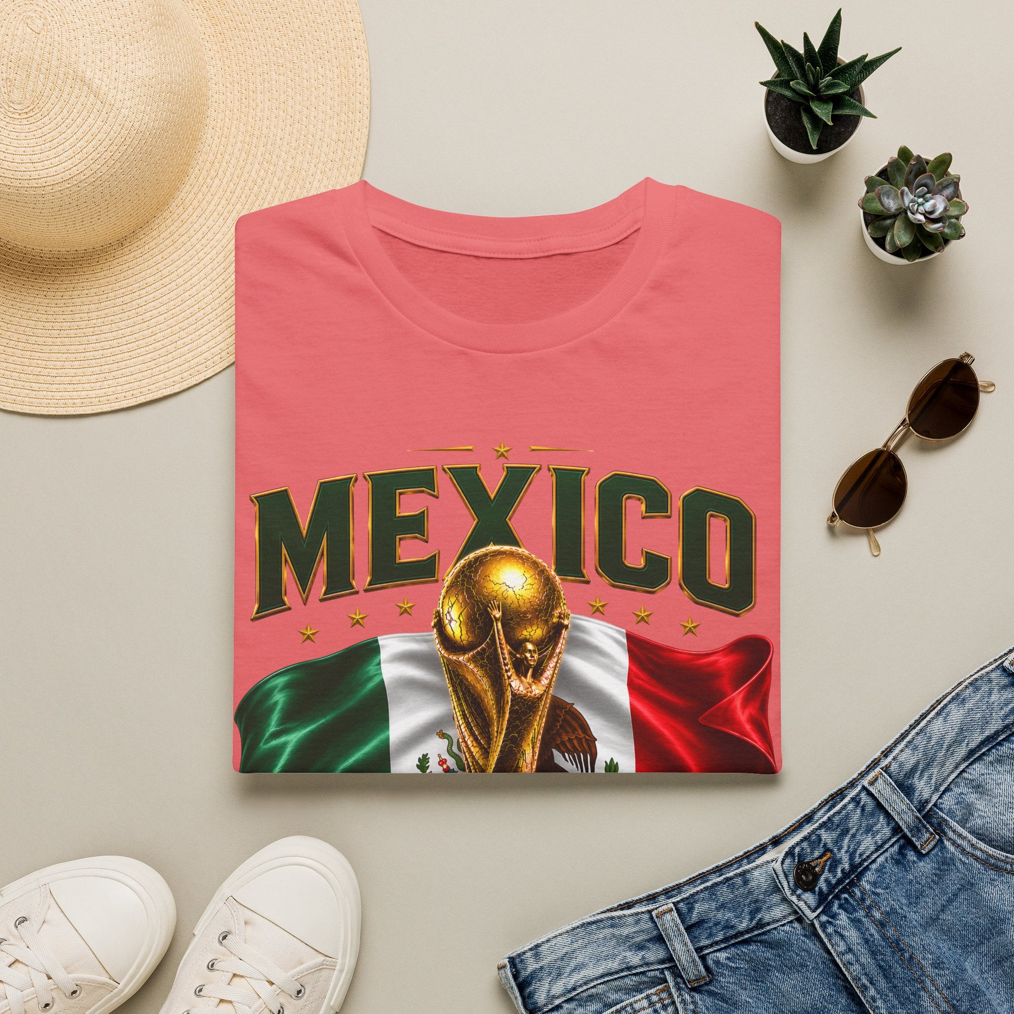 Mexico 2026 World Cup T-Shirt — Flag & Trophy Soccer Fan Tee