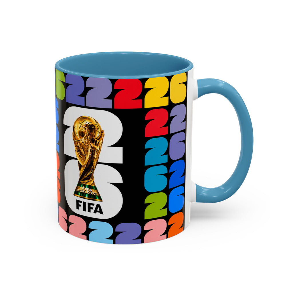 2026 World Cup Accent Coffee Mug – Colorful FIFA Trophy Design (11/15oz)