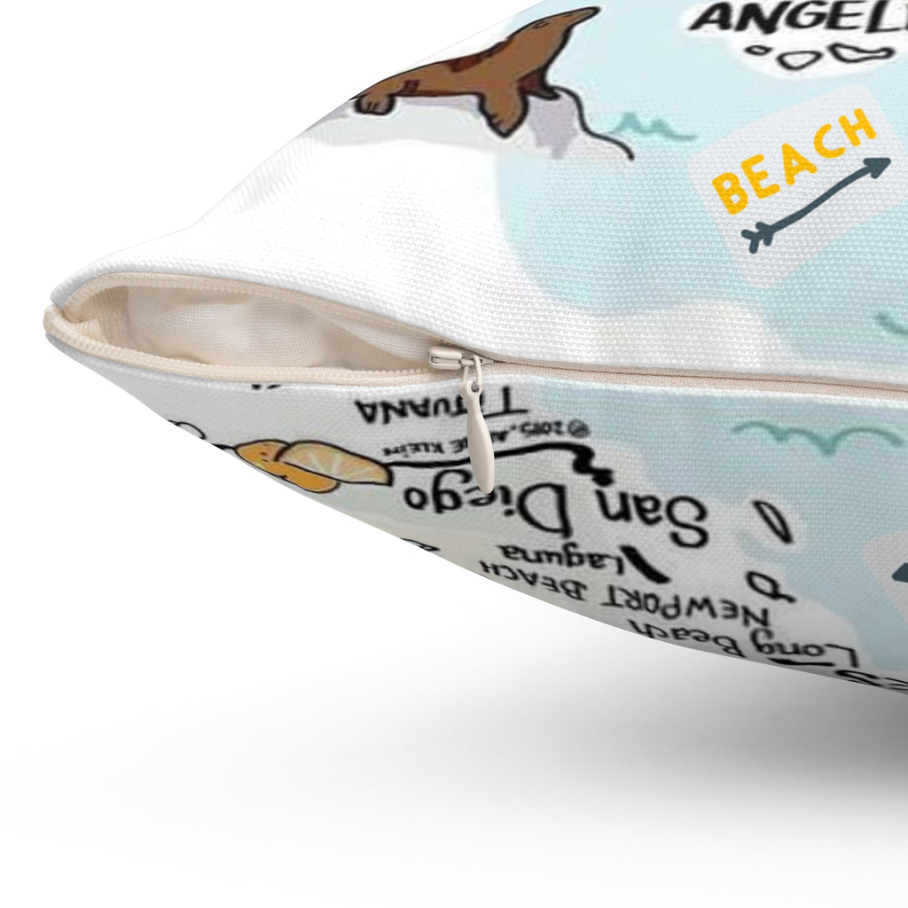 CALIFORNIA FUN MAP - Spun Polyester Square Pillow
