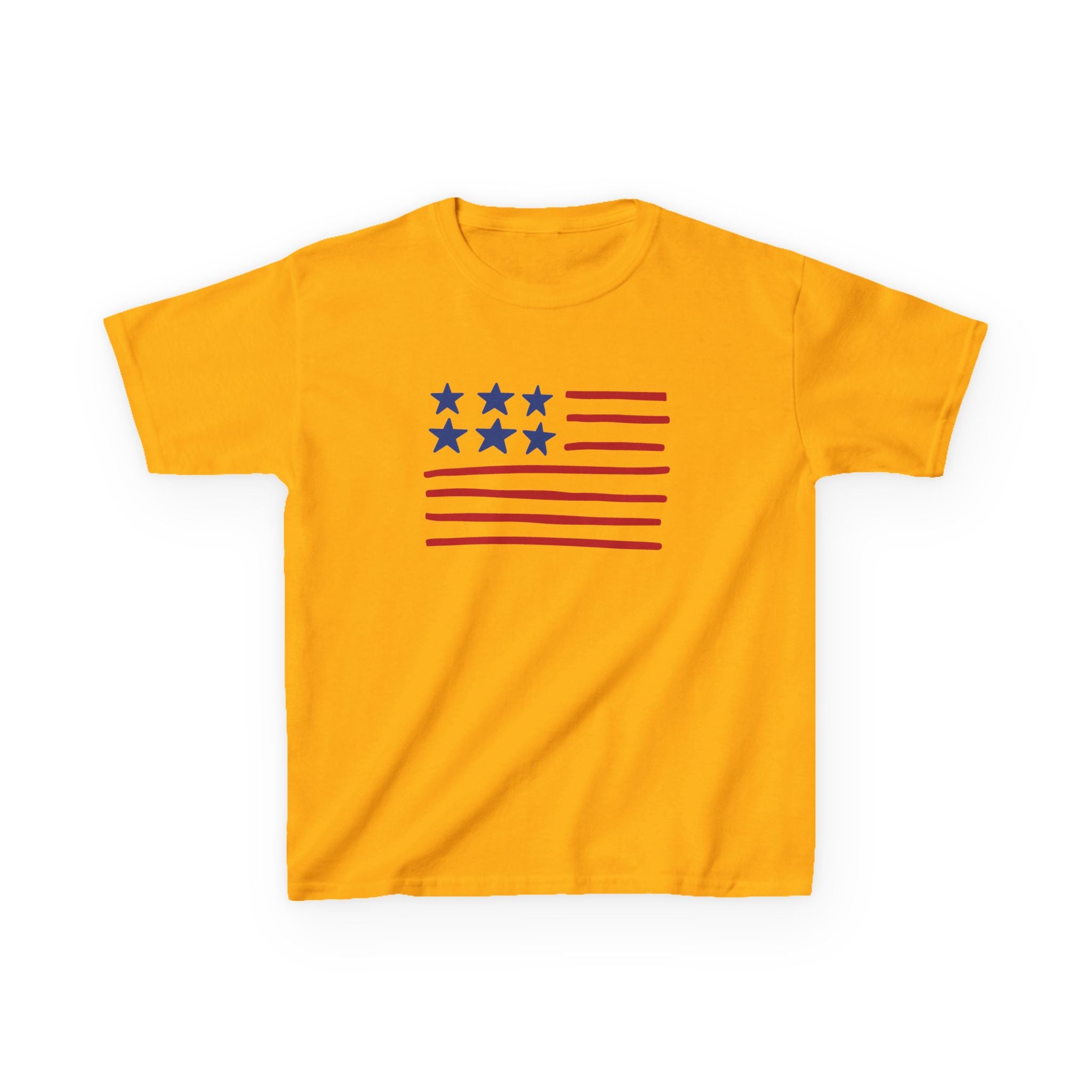 Stars and Stripes  Kids American Flag T-Shirt — Red & Blue Stars Stripe Patriotic Tee