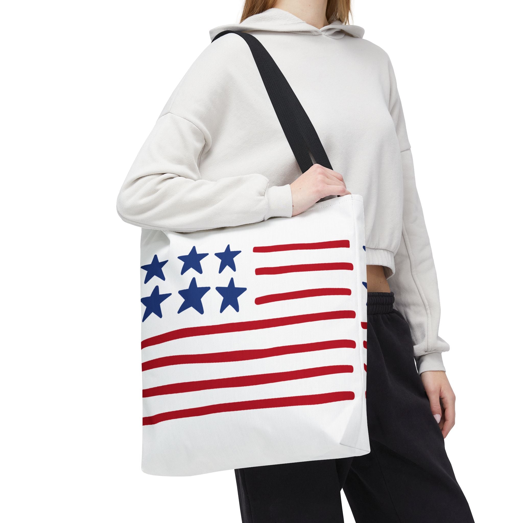 American Flag Stars & Stripes Tote Bag — Patriotic Canvas Beach Grocery Bag