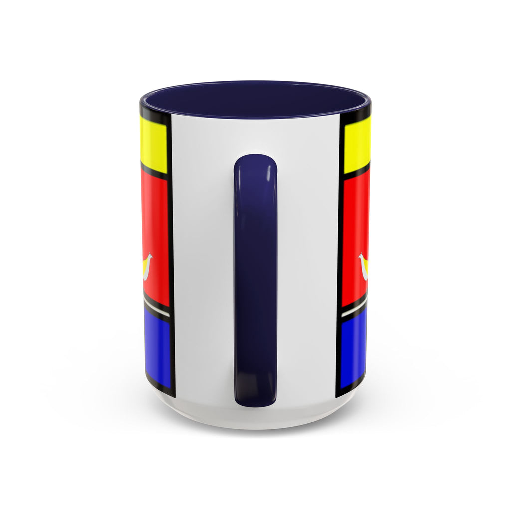 IKIYK School Bus Mondrian Style Geometric Pattern Mug | Accent Coffee Mug 11oz 15oz 1970s