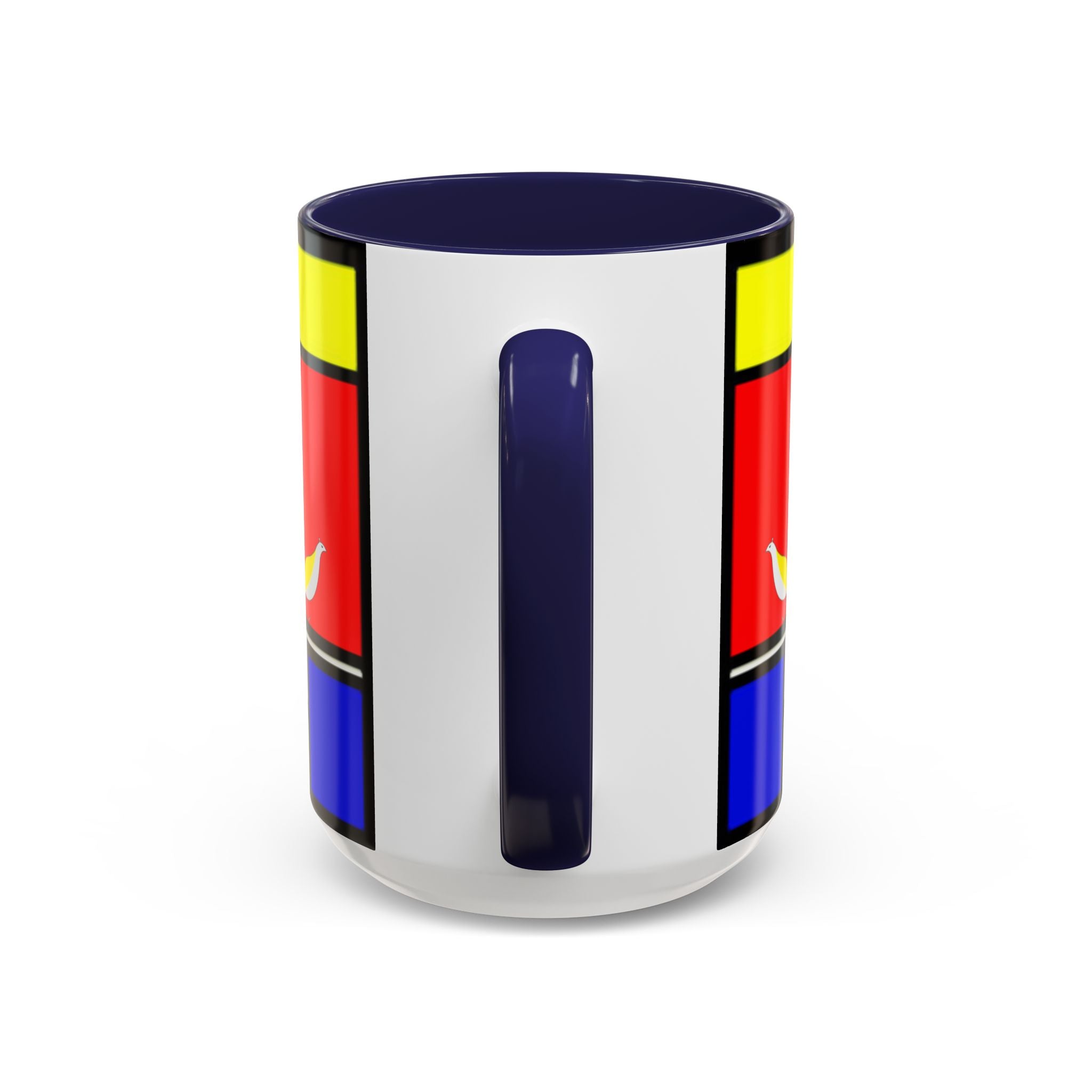 IKIYK School Bus Mondrian Style Geometric Pattern Mug | Accent Coffee Mug 11oz 15oz 1970s