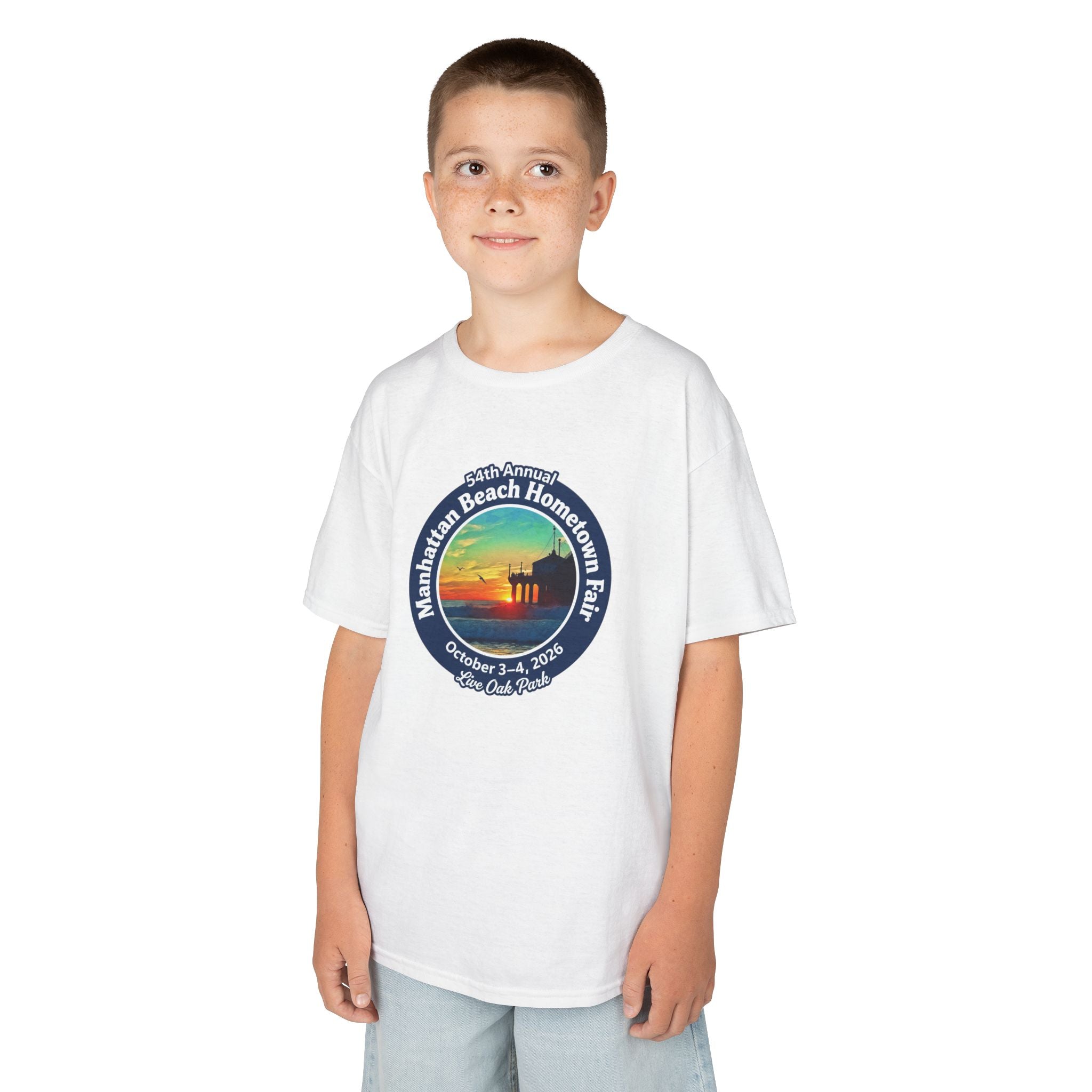 Kids Tee — Manhattan Beach Hometown Fair 2026 Sunset Logo