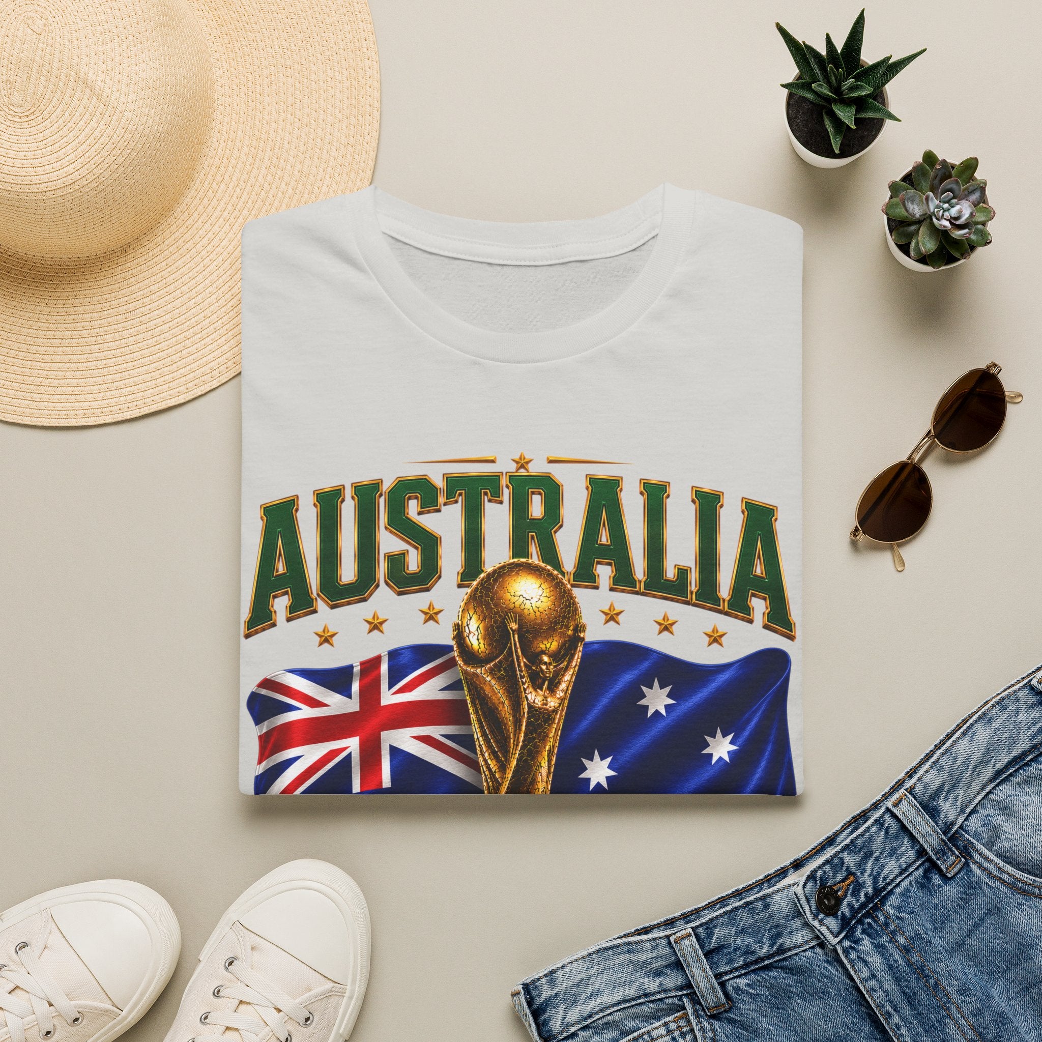 Australia 2026 Soccer World Cup T-Shirt — Aussie Flag & Trophy Design
