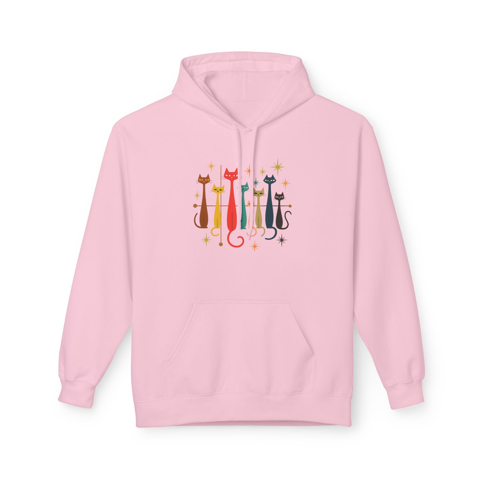 Retro Long Cats hoodie | Colorful Cat Illustration (printed front and back)