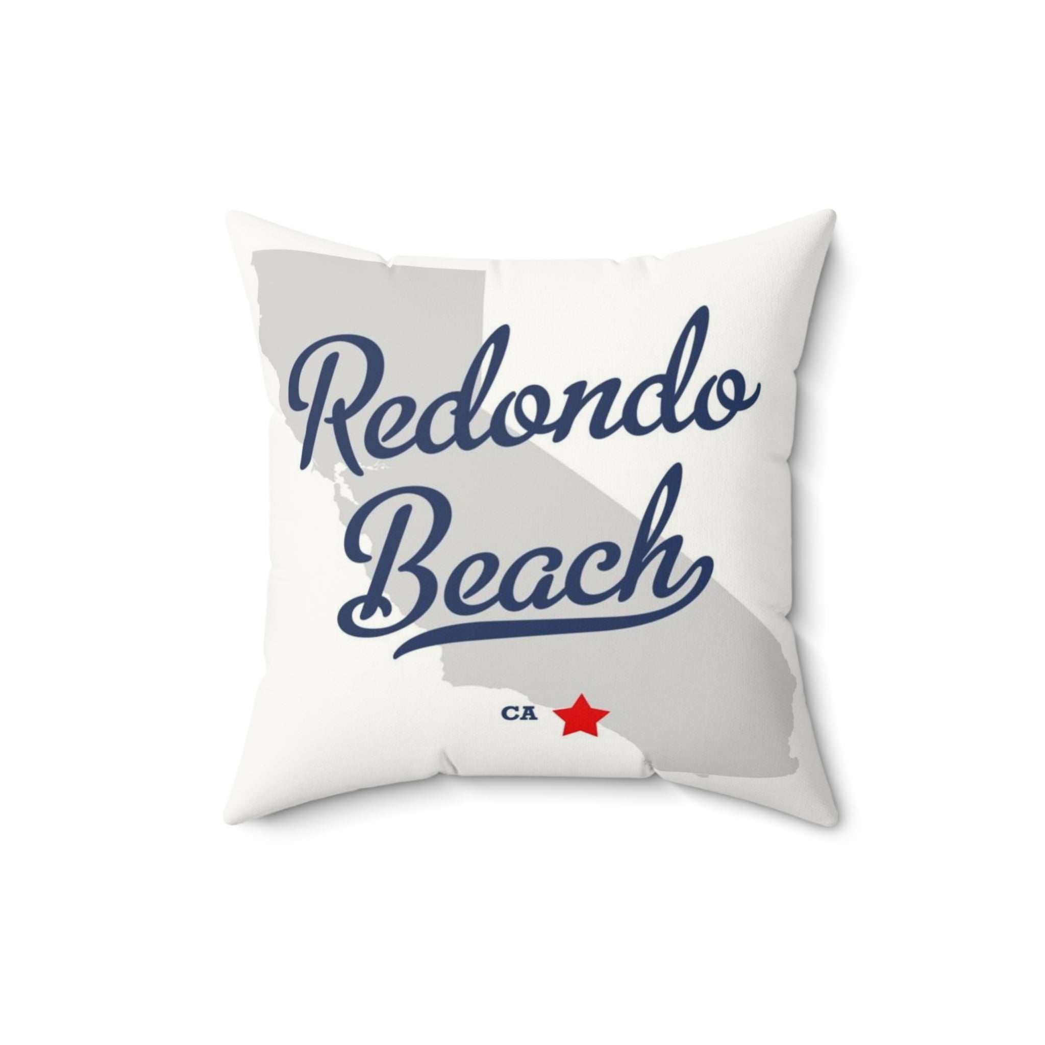 Redondo Beach California Map - Faux Suede Square Pillow
