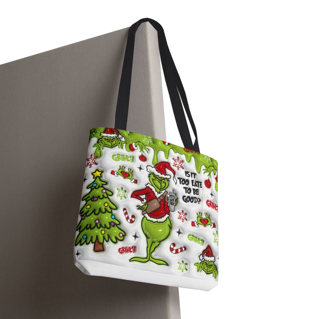 Christmas Tote Bag, Holiday Shopping Bag, Grinch Gift, Festive Reusable Bag, Cute Winter Accessory
