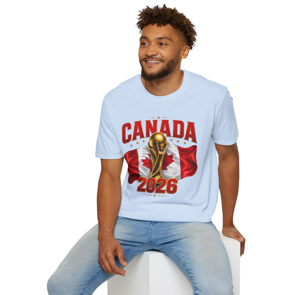 Canada 2026 World Cup T-Shirt — Canadian Soccer Fan Tee with Trophy & Flag