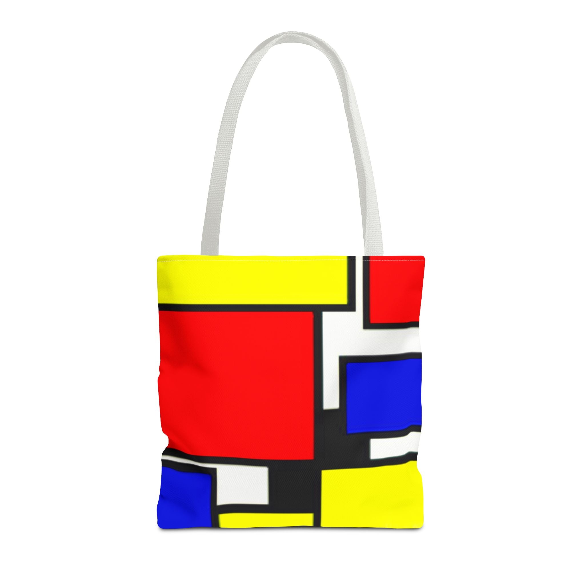 C'mon Get Happy Primary Color Geometric Grid Tote Bag | 1970s Abstract Art