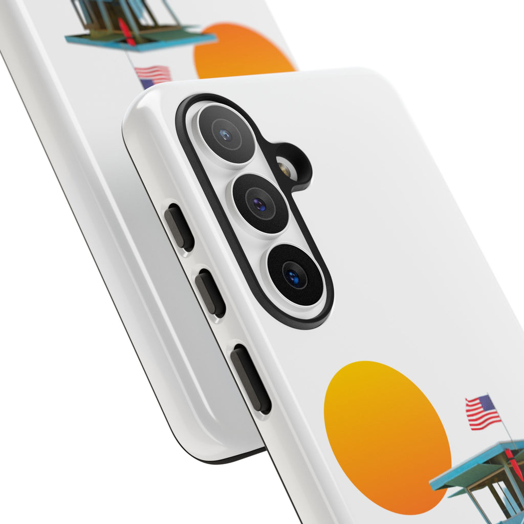 South Bay Lifeguard Stand with American Flag Tough Phone Cases