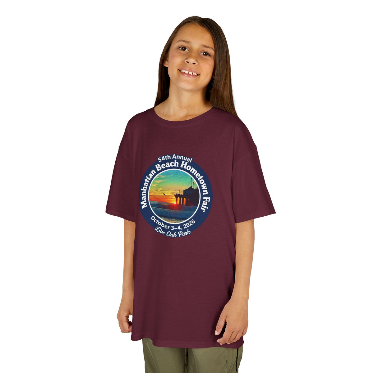 Kids Tee — Manhattan Beach Hometown Fair 2026 Sunset Logo