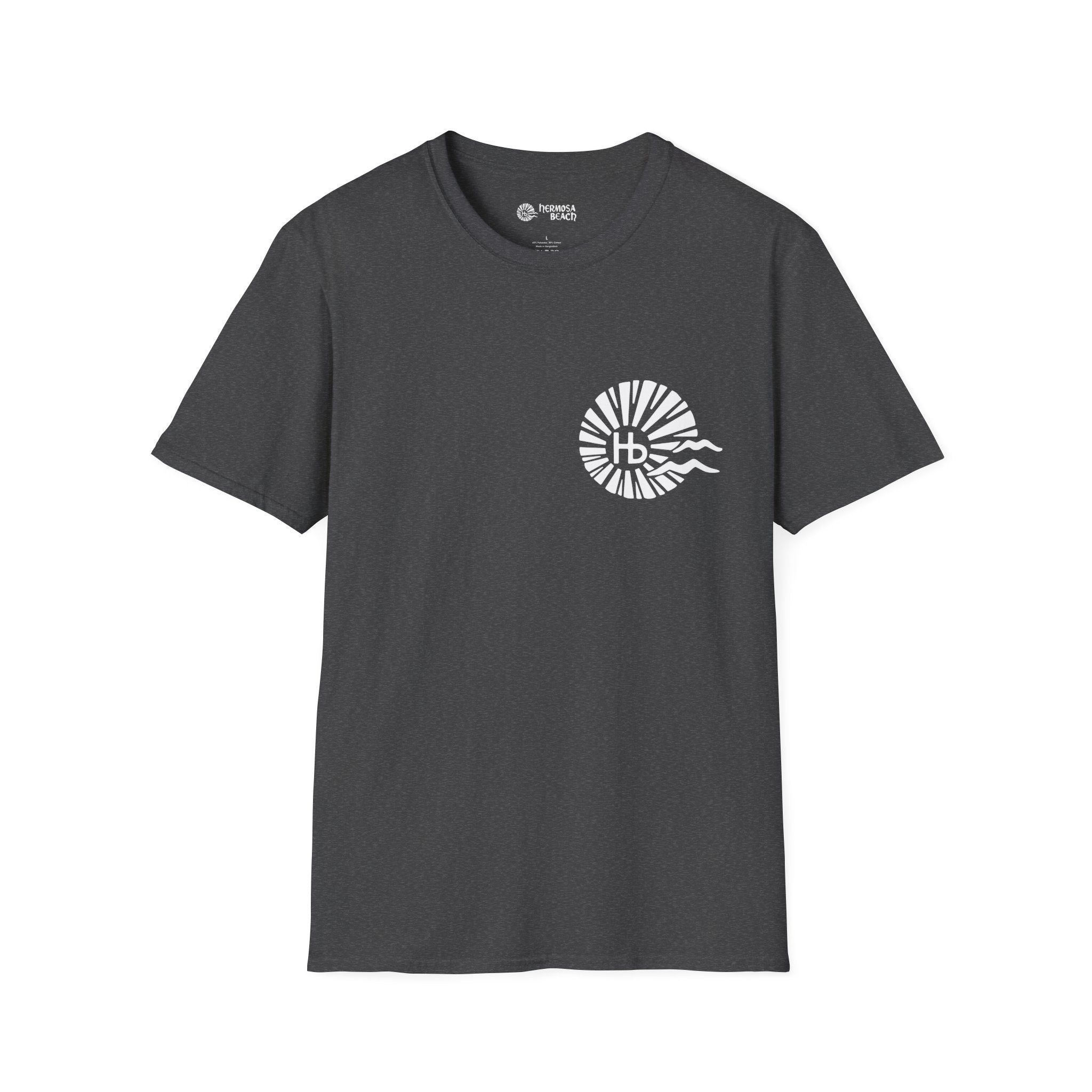 Hermosa Beach Sunburst Wave T-Shirt (printed front back neck) | Hb Minimal Logo Tee