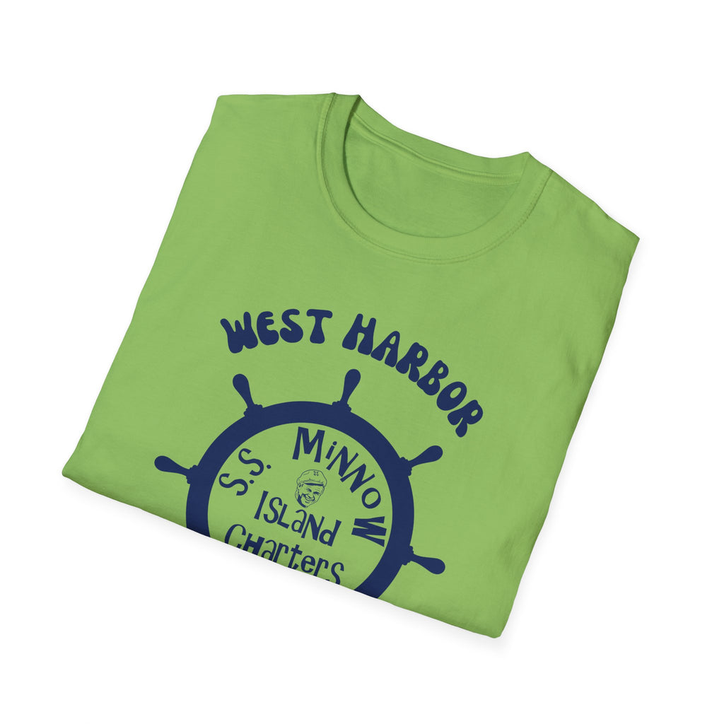 West Harbor San Pedro Ship Wheel Minno Island Charters T-Shirt | 3 Hour Tours