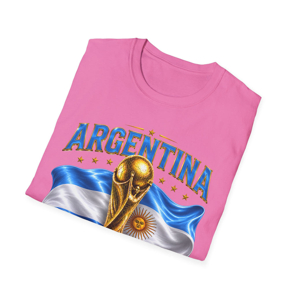 Argentina 2026 World Cup T-Shirt — Golden Trophy & Flag Soccer Fan Tee