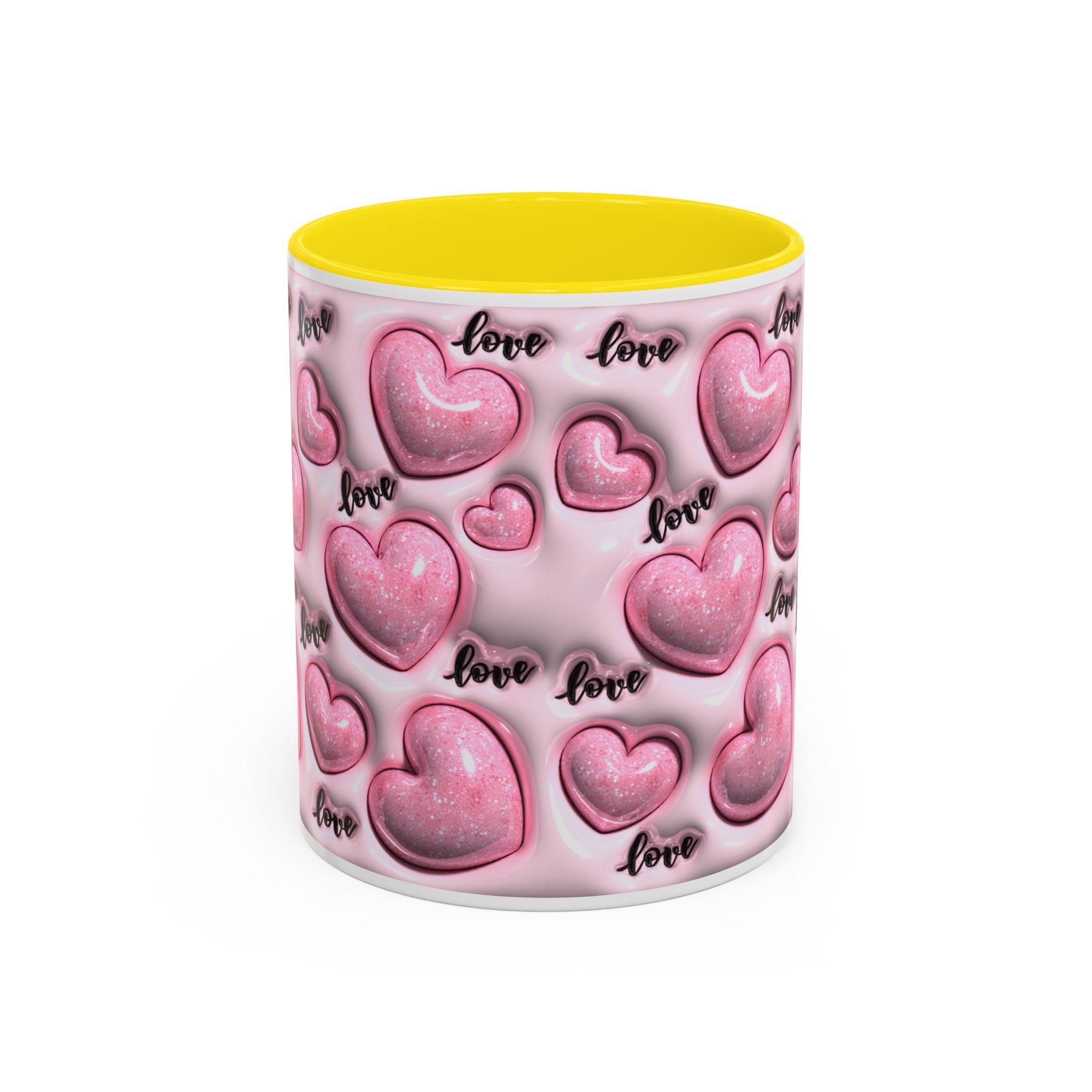 Pink Heart Pattern love Mug | Accent Coffee Mug 11oz 15oz