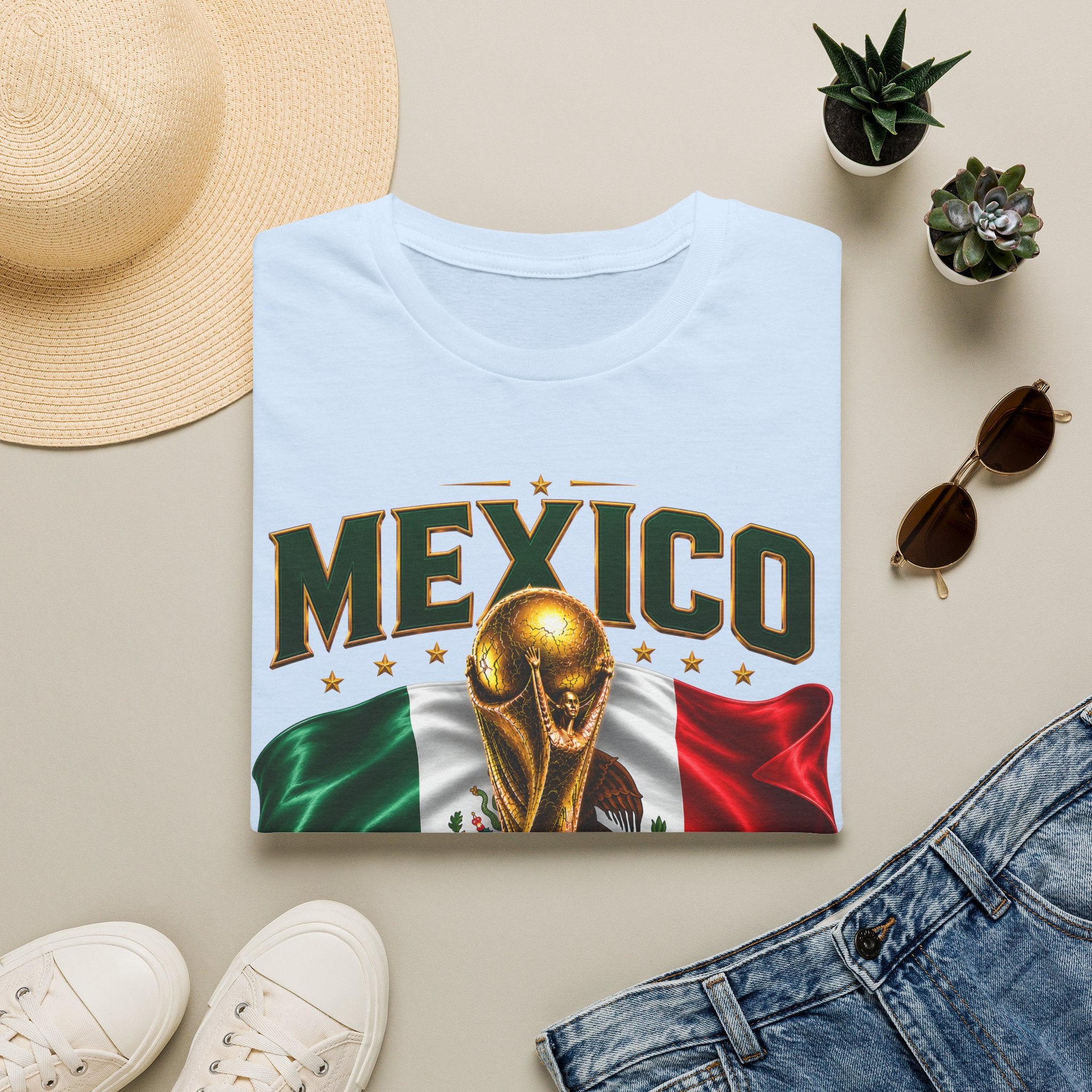Mexico 2026 World Cup T-Shirt — Flag & Trophy Soccer Fan Tee